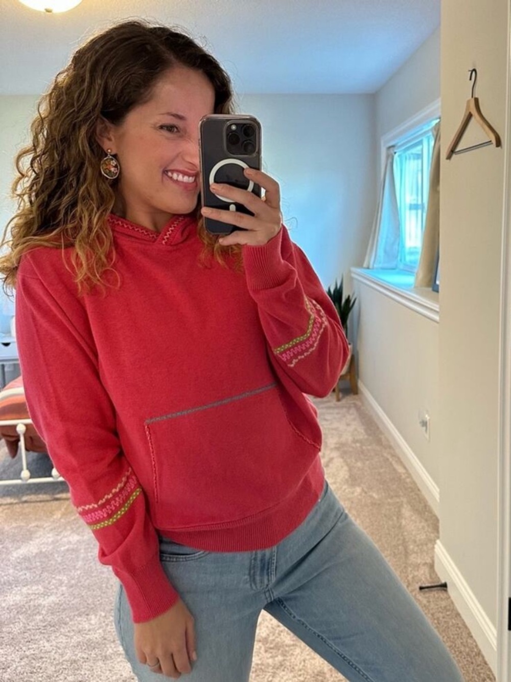 Something Navy Cotton & Cashmere Hot Pink Hoodie NWT Sz Lg Ret $165